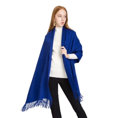 New Fashion Solid Color Shawl with Tassel 100% Wool Women Scarf