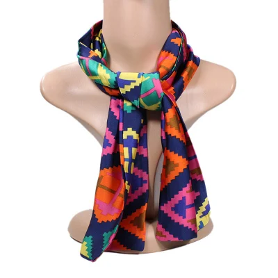 Factory Wholesale Long Large Custom Printed 100% Silk Satin Designers Women Head Scarf Ladies Shawl