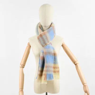Lattice Designer Wool Thick Warm Chunky Shawl Cashmere Soft Luxury Custom Logo for Women Winter