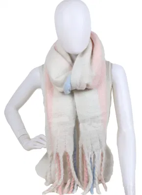 Custom Made Woman Accessories Acrylic Cashmere Tartan Brushed Woven Shawl Scarf with Long Tassle