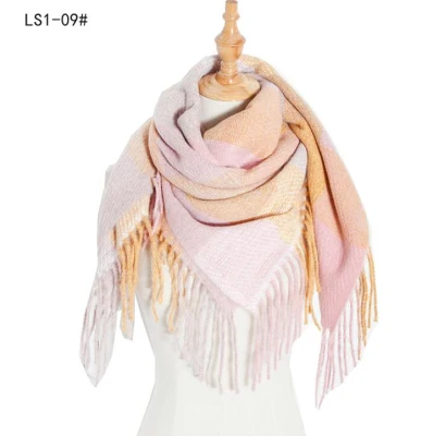 Wholesale Winter Thick Cashmere Scarf Large Plaid Shawl for Women