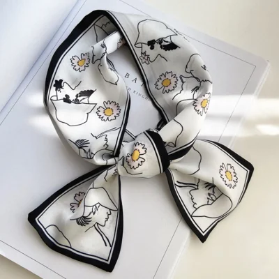 Fashion Hair Silk Narrow Ribbon 100% Silk Scarf Famous Brand Twillies Slik Scarf for Women Multifunction Long Ribbon Bandana