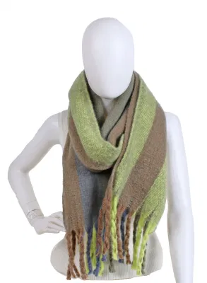 Custom Made Woman Accessories Acrylic Cashmere Tartan Brushed Woven Shawl Scarf with Long Tassle