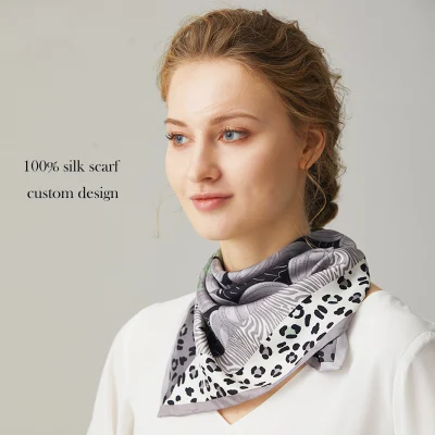 Wholesale 6A Grade Mulberry Silk Hot Sale Machine Hem Silk Head Scarf of Custom Box
