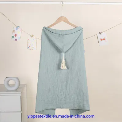 100% Cotton Muslin Poncho Kids Hooded Bath Towel Bathrobe