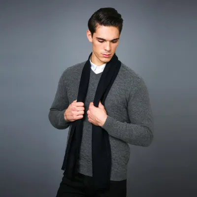Merino Wool Scarf in Solid Color Jacquard Men&prime; S Muffler Scarf