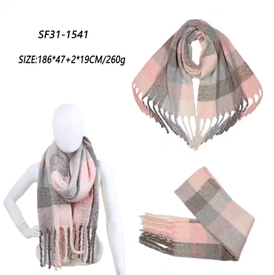 Custom Made Woman Accessories Acrylic Cashmere Tartan Brushed Stole Shawl Scarf