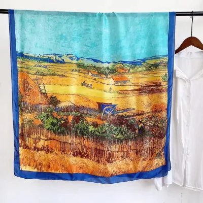Custom Printed Oversized Ladies Silk Feeling Scarf