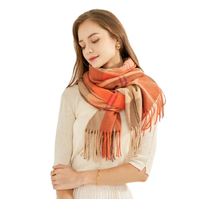 Plaid Shawl Thickening Warm Fringe Scarf Scarf Plaid Shawl