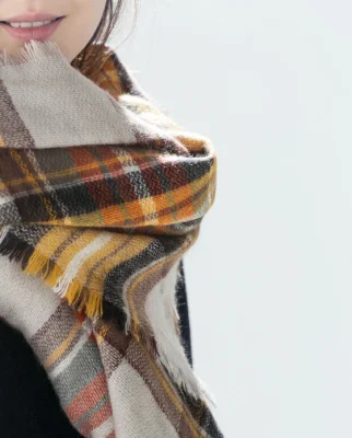 Girls Designer Fashion Soft Woven Scarves Ladies Shawl Women&prime; S Nice Luxury Plaid Tartan Grid Check Blanket Scarf for Students