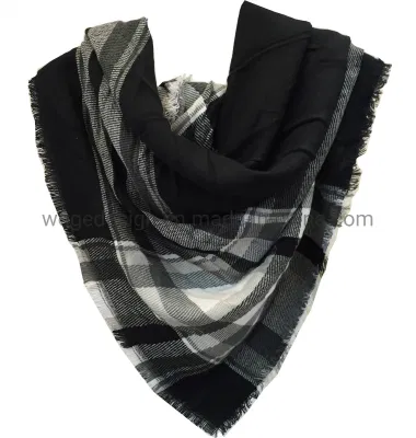 Fashion New Square 140*140cm Commendable Stole Scarf Women Soft Acrylic Black White Winter Plaid Checked Shawl for Lady
