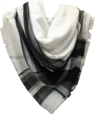 Fashion New Square 140*140cm Commendable Stole Scarf Women Soft Acrylic Black White Winter Plaid Checked Shawl for Lady
