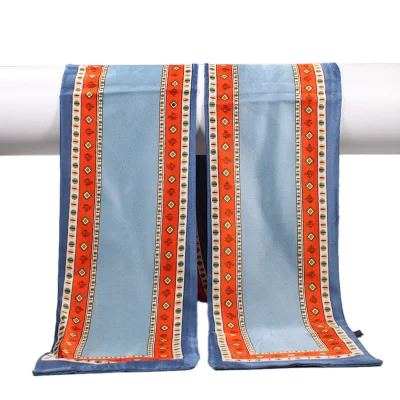 Scarf Factory Hot Sale and Custom Fashion Geometry Twill Digital Printed 100% Natural Silk Long Scarf for Ladies