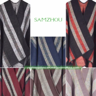 Striped Jacquard Cape Fashion Scarf Western Lady Cashmere Shawl Winter