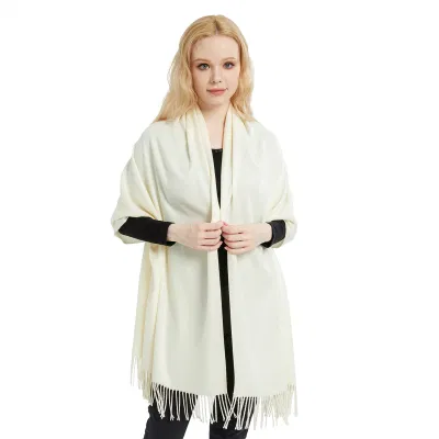 Elegant Solid Color off White Cashmere Pashmina Shawls and Wraps for Women