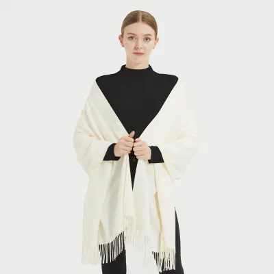 Elegant Solid Color off White Cashmere Pashmina Shawls and Wraps for Women