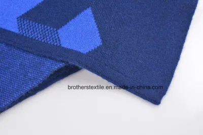 Men&prime;s Fashion Blue Wool Cashmere Blended Knitted Scarf