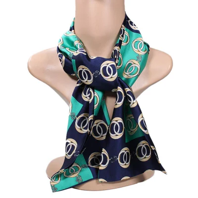 Manufacturer Custom Logo Design Digital Print Stylish Long Scarves Square Polyester Silk Satin Head Scarf for Women