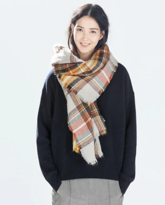 Girls Designer Fashion Soft Woven Scarves Ladies Shawl Women&prime; S Nice Luxury Plaid Tartan Grid Check Blanket Scarf for Students