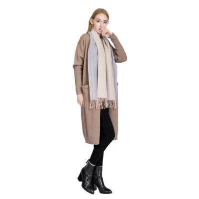 Newest 100% Wool Double-Sided Striped Scarves Winter Warm Wool Plaid Women&prime;s Scarves