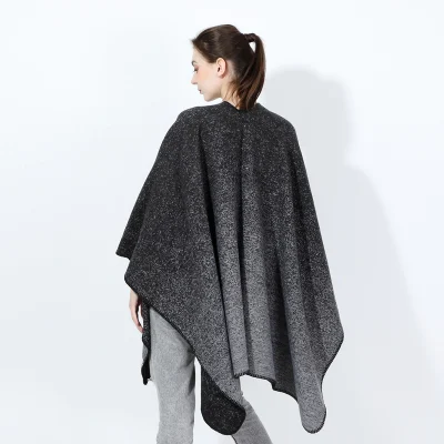 Autumn and Winter Fashion Knitted Ponch Scarves Black Thick Hotsale Women Shawls
