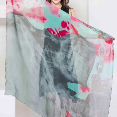 Ladies Fashion 100% Mulberry Silk Custom Digital Printing Scarf