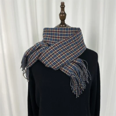 Long Cashmere Wool Warm Custom Winter Men Women Shawl Checked Scarves