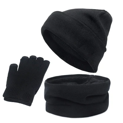 Winter Warm Set Lady Knitted Causal Beanies Dobby Scarves Acrylic Neckerchief Embroidery Gloves Set Knitwear Hats Scarf