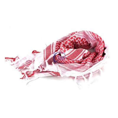  Custom Military Hunting Outdoor Cotton Red White Shemagh Palestine Arab Scarf Scarves Men