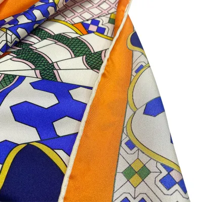 Luxury Twill Satin Foulard Silk Feeling Hair Head Scarf Custom Printing Scarf