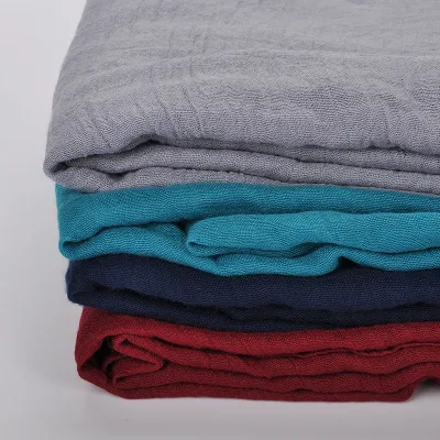 New Women Plain Color Cotton Blended Muslim Hijab Soft Simple Design Burrs Lady Cotton Head Scarf