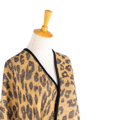 Apparel Camel Winter Knitted Reversible Front Open Oversized Elegant Leopard Cheetah Dots Striped Sweater Cardigan Lined Blanket Zigzag Cape Pallium Poncho