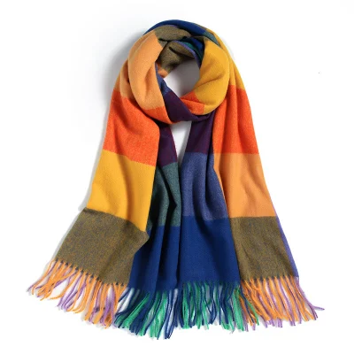 Winter Ladies Scarf Striped Plaid Shawl Elegant Lady Style Winter Scarf
