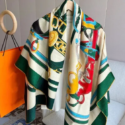 Custom Digital Print Silk and Wool Blend Scarf for Winter