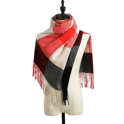Winter Ladies Scarf Striped Plaid Shawl Elegant Lady Style Winter Scarf