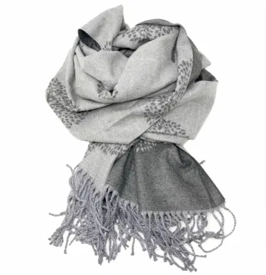 Mulberry Tree Reversible Wool Blend Blanket Scarf Tree of Life Tassel Scarf