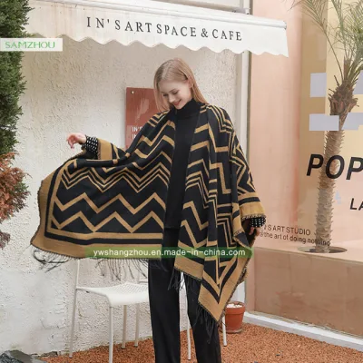 Fashion Split Cape Fashion Scarf Lady Cashmere Western Shawl Winter