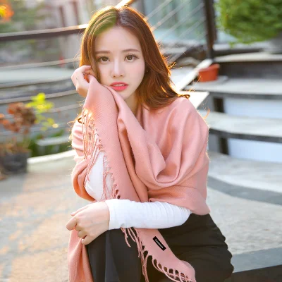 Winter Warm Thick High Quality Fake Cashmere Wool Fashion Wholesale Custom Lady Woman Pashmina Shawl Scarf