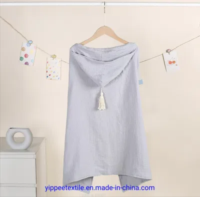 100% Cotton Muslin Poncho Kids Hooded Bath Towel Bathrobe