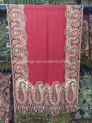 High Quality Muslim Ladies Dress Clothing Jacquard 100%Viscose Paisley Flower Tippet Pashmina Wrap