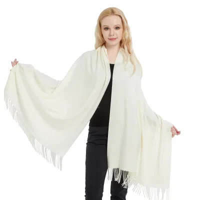 Elegant Solid Color off White Cashmere Pashmina Shawls and Wraps for Women
