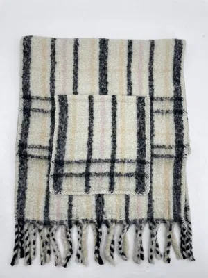 Winter Warm 100% Polyester Plaid Pocket Blanket Long Scarf for Women Men