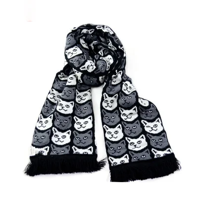 Factory Custom Logo Fans Knitted Acrylic Football Soccer Scarf