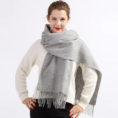 Wholesale Classic Plain Pure Wool Shawl Winter Luxury Pashmina Wrap for Woman