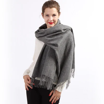 Wholesale Classic Plain Pure Wool Shawl Winter Luxury Pashmina Wrap for Woman