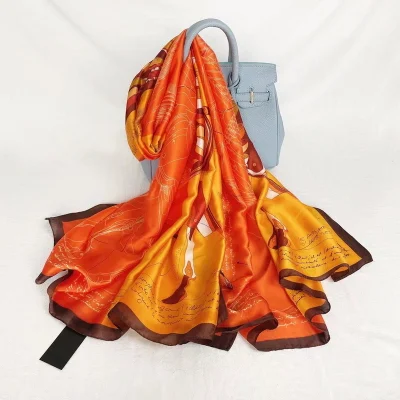 Custom Versatile Fashion Long Silk Like Scarf for Ladies