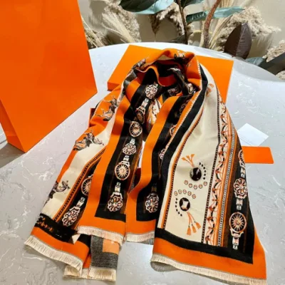 2024 Wholesale Knitted Scarf Merino Wool Cashmere Scarf Printed Versatile
