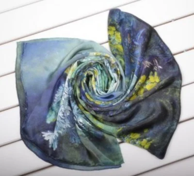 Purple Leaves-100% Mulberry Silk Satin Digital Printed Shawl Women&prime; S Long Fashion Scarf
