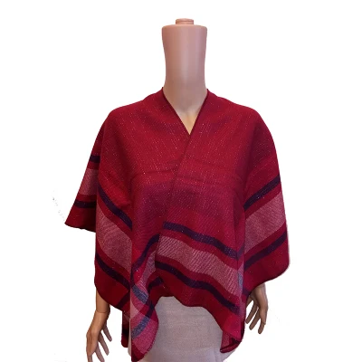 Lady Winter Fashion Knitting Houndstooth Wrap Cape Ruana Shawl