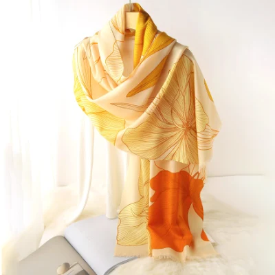 100% Wool Scarf with Floral